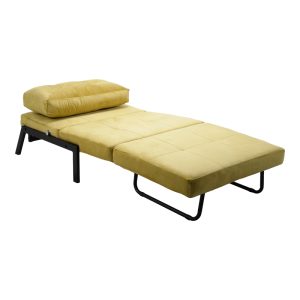 024 000042 2 7 Armchair-bed Fancy pakoworld velvet in yellow shade and black metal leg 95x98x70cmIndoor furniture > Armchair bed