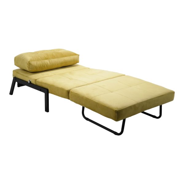 024 000042 2 7 Armchair-bed Fancy pakoworld velvet in yellow shade and black metal leg 95x98x70cmIndoor furniture > Armchair bed