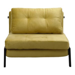 024 000042 4 7 Armchair-bed Fancy pakoworld velvet in yellow shade and black metal leg 95x98x70cmIndoor furniture > Armchair bed