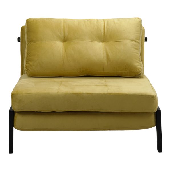 024 000042 4 7 Armchair-bed Fancy pakoworld velvet in yellow shade and black metal leg 95x98x70cmIndoor furniture > Armchair bed