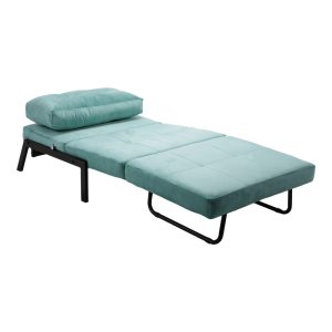 024 000043 3 6 Armchair-bed Fancy pakoworld velvet in ciel shade and black metal leg 95x98x70cmIndoor furniture > Armchair bed
