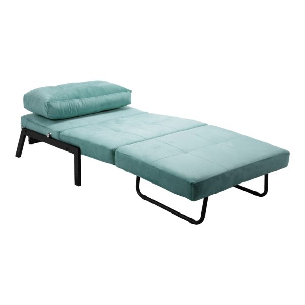 024 000043 3 6 Armchair-bed Fancy pakoworld velvet in ciel shade and black metal leg 95x98x70cmIndoor furniture > Armchair bed