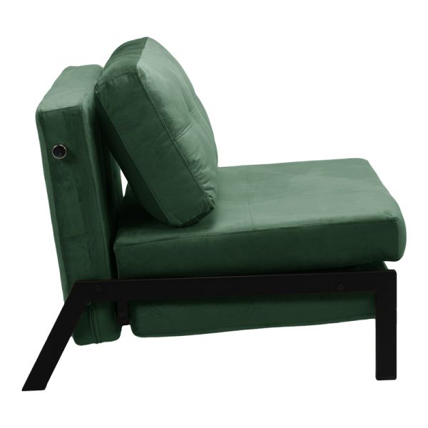 024 000044 2 3 Armchair-bed Fancy pakoworld velvet in dark green shade and black metal leg 95x98x70cmIndoor furniture > Armchair bed