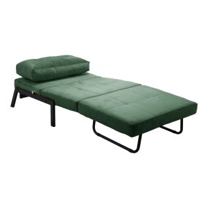 024 000044 3 3 Armchair-bed Fancy pakoworld velvet in dark green shade and black metal leg 95x98x70cmIndoor furniture > Armchair bed