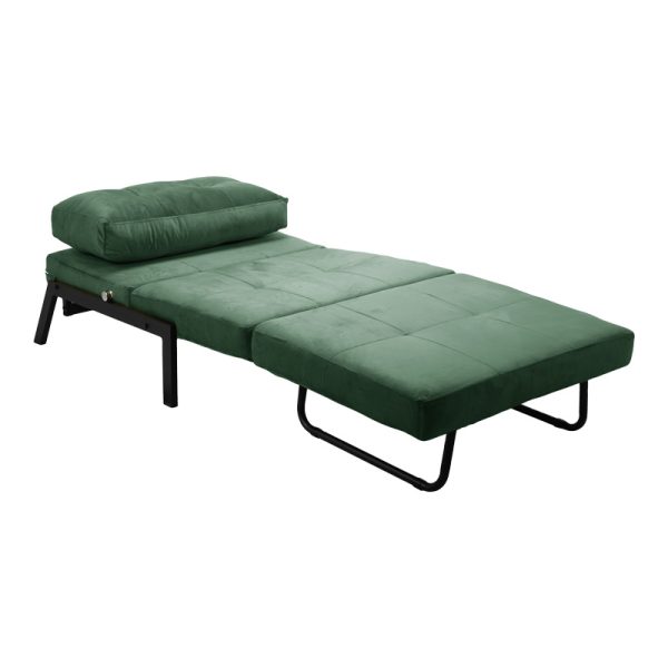 024 000044 3 3 Armchair-bed Fancy pakoworld velvet in dark green shade and black metal leg 95x98x70cmIndoor furniture > Armchair bed