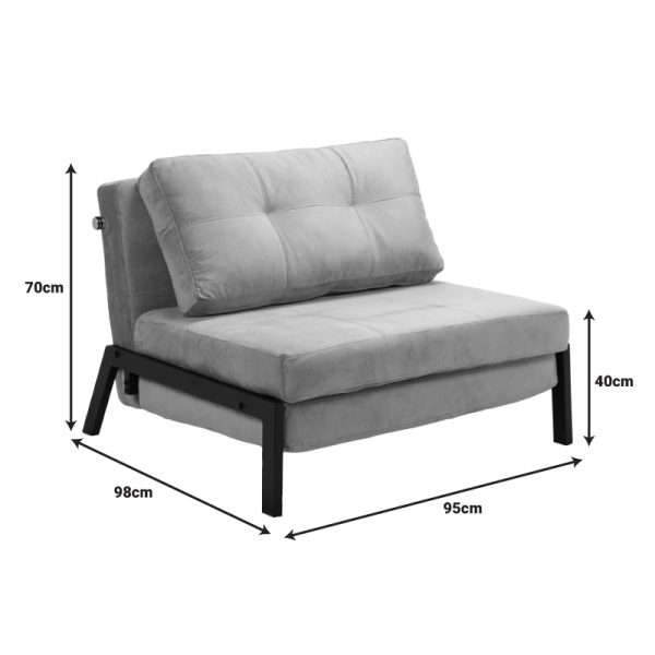 024 000044 4 3 Armchair-bed Fancy pakoworld velvet in dark green shade and black metal leg 95x98x70cmIndoor furniture > Armchair bed