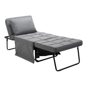 024 000045 2 5 Stool-bed Grejio pakoworld fabric in grey shade and black metal leg 70x70x45cmIndoor furniture > Stools