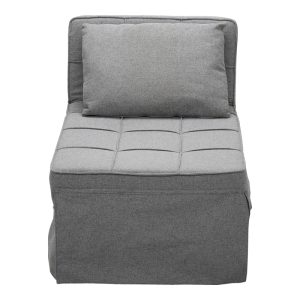 024 000045 3 5 Stool-bed Grejio pakoworld fabric in grey shade and black metal leg 70x70x45cmIndoor furniture > Stools