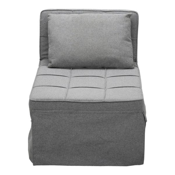 024 000045 3 5 Stool-bed Grejio pakoworld fabric in grey shade and black metal leg 70x70x45cmIndoor furniture > Stools