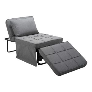 024 000045 4 5 Stool-bed Grejio pakoworld fabric in grey shade and black metal leg 70x70x45cmIndoor furniture > Stools