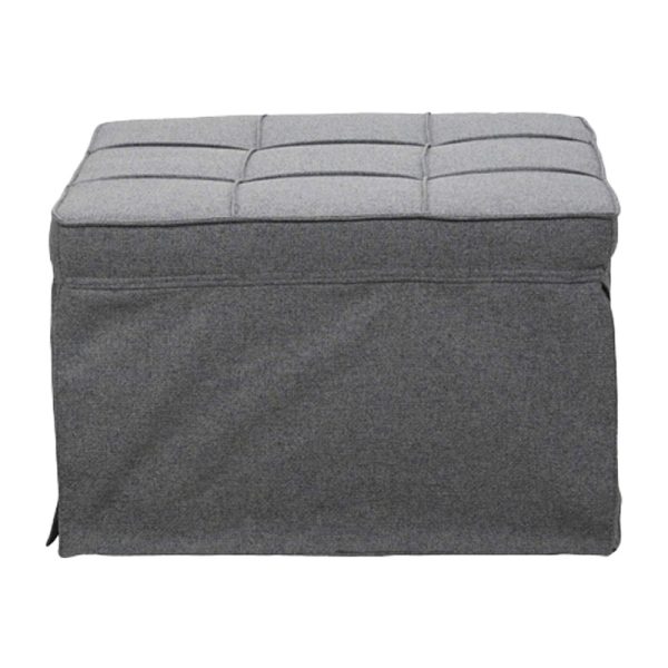 024 000045 8 Stool-bed Grejio pakoworld fabric in grey shade and black metal leg 70x70x45cmIndoor furniture > Stools
