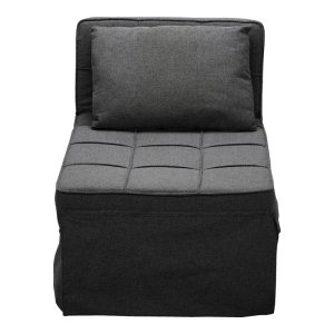 024 000046 3 5 Stool-bed Grejio pakoworld fabric in dark grey shade and black metal leg 70x70x45cmIndoor furniture > Stools