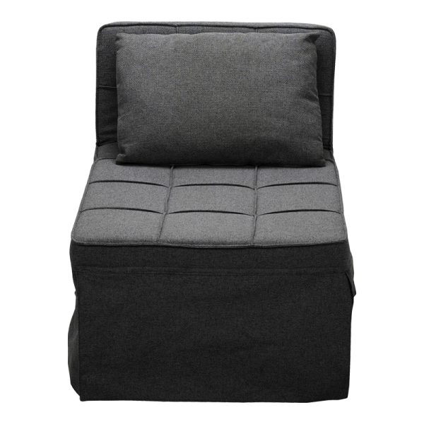 024 000046 3 5 Stool-bed Grejio pakoworld fabric in dark grey shade and black metal leg 70x70x45cmIndoor furniture > Stools