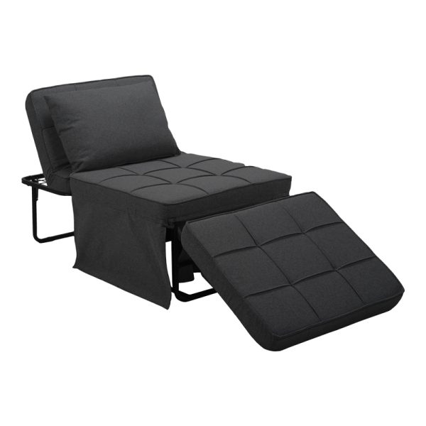 024 000046 4 5 Stool-bed Grejio pakoworld fabric in dark grey shade and black metal leg 70x70x45cmIndoor furniture > Stools