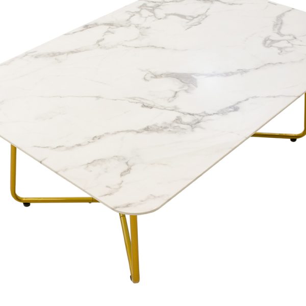 029 000090 3 3 Coffee table Paris pakoworld glass 8mm marble pattern-golden 120x80x45cmIndoor furniture > Coffee tables