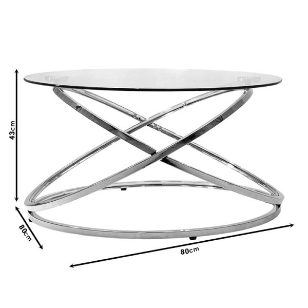 029 000106 2 6 Table Sabin pakoworld metal-glass 8mm D80x43cmIndoor furniture > Coffee tables