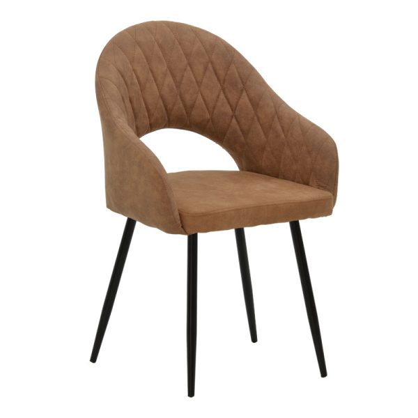 029 000151 6 Armchair Macie pakoworld fabric antique brown-black 58x50x85cmIndoor furniture > Living room armchairs