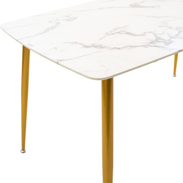 029 000152 2 11 Dining table Paris pakoworld glass 8mm white marble-golden 150x80x75cmIndoor furniture > Dining Tables