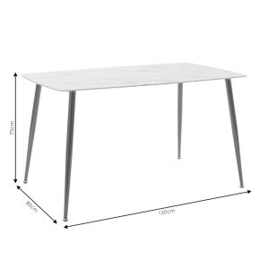 029 000152 4 11 Dining table Paris pakoworld glass 8mm white marble-golden 150x80x75cmIndoor furniture > Dining Tables