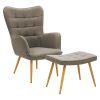 029 000155 9 Maddison armchair with footrest-cushion pakoworld velvet yellow-natural 68x72x988cmIndoor furniture > Living room armchairs