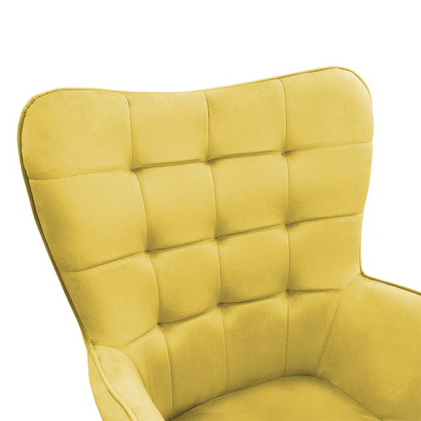 029 000158 4 4 Maddison armchair with footrest-cushion pakoworld velvet yellow-natural 68x72x988cmIndoor furniture > Living room armchairs