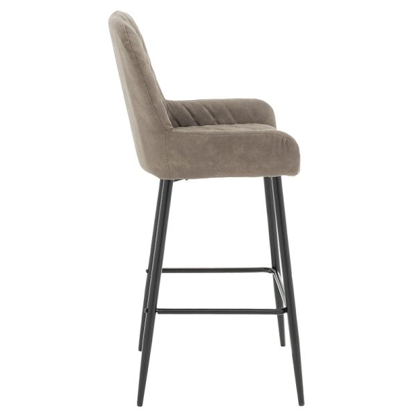 029 000175 2 4 Bar Stool Delicacy metal black legs-fabric antique grey-brown colorIndoor furniture > Bar stools