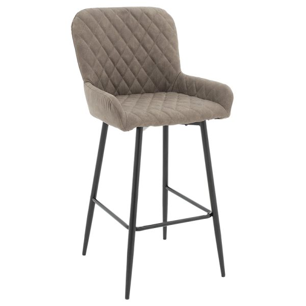 029 000175 7 Bar Stool Delicacy metal black legs-fabric antique grey-brown colorIndoor furniture > Bar stools