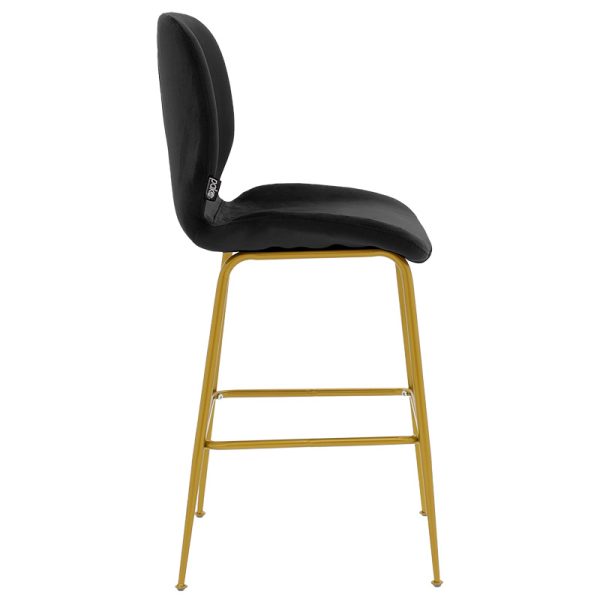 029 000191 2 Bar Stool Impel metal golden legs-velvet blackHOT DEALS
