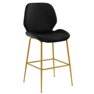 029 000191 Bar Stool Impel metal golden legs-velvet blackHOT DEALS