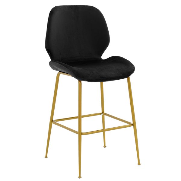 029 000191 Bar Stool Impel metal golden legs-velvet blackHOT DEALS