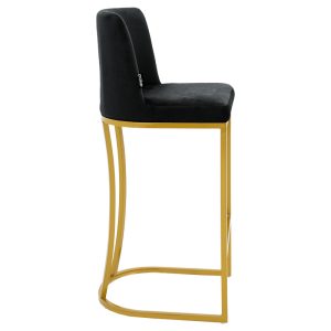 029 000194 2 Bar Stool Impartial metal golden legs-velvet blackIndoor furniture > Bar stools