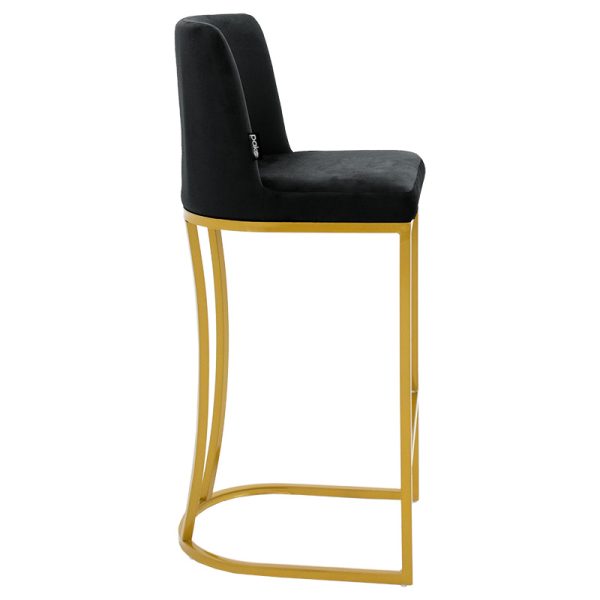 029 000194 2 Bar Stool Impartial metal golden legs-velvet blackIndoor furniture > Bar stools