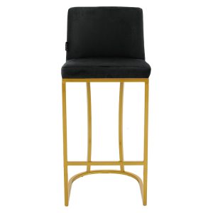 029 000194 3 Bar Stool Impartial metal golden legs-velvet blackIndoor furniture > Bar stools