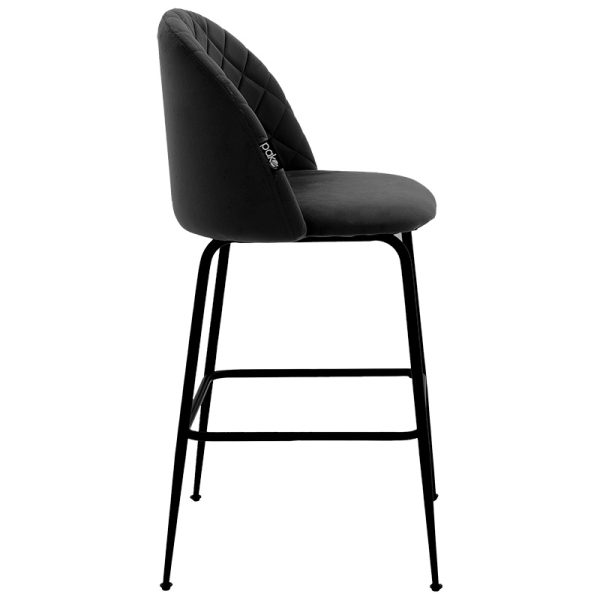 029 000200 2 5 Bar Stool Kudos metal black legs-velvet blackIndoor furniture > Bar stools