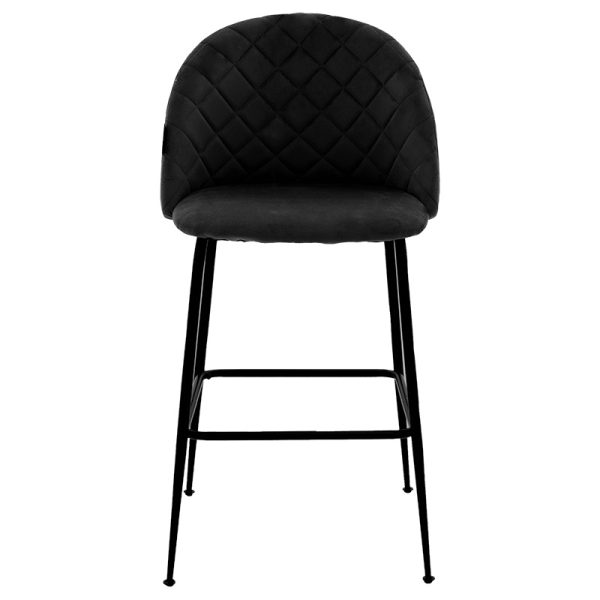 029 000200 3 5 Bar Stool Kudos metal black legs-velvet blackIndoor furniture > Bar stools