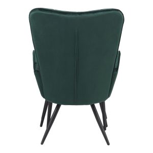 029 000216 4 3 Armchair with footstool Dorita pakoworld velvet cypress-leg black metal 68.5x76x103cmIndoor furniture > Living room armchairs