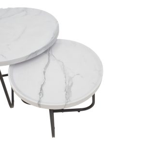 029 000240 3 1 Crismory pakoworld coffee table set of 2 MDF in white marble shade and black metal legsSPRING OFFERS