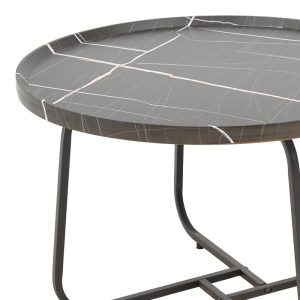 029 000241 2 1 Crismory pakoworld coffee table set of 2 MDF in black marble shade and black metal legsSPRING OFFERS
