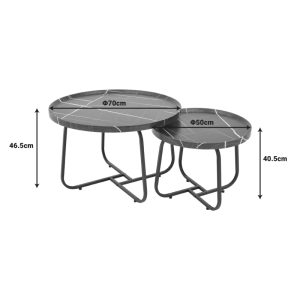 029 000241 4 1 Crismory pakoworld coffee table set of 2 MDF in black marble shade and black metal legsSPRING OFFERS
