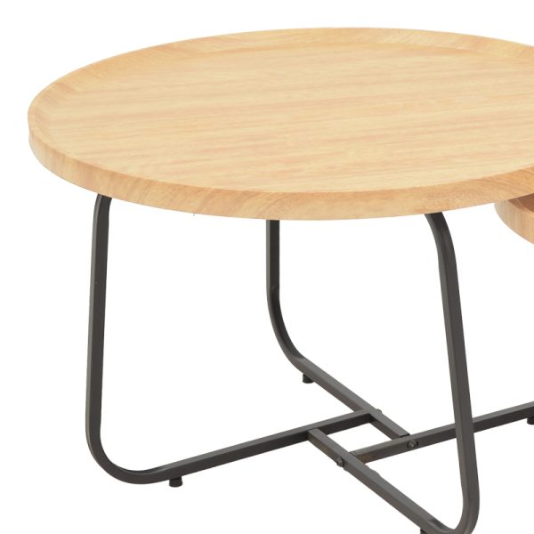 029 000242 2 1 Crismory pakoworld coffee table set of 2 pieces MDF in natural shade and black metal legsSPRING OFFERS