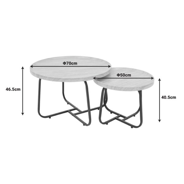 029 000243 3 1 Crismory pakoworld coffee table set of 2 pieces MDF in brown shade and black metal legsSPRING OFFERS