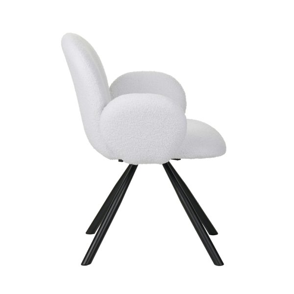 029 000247 2 2 Armchair Garzele Inart white teddy fabric-leg black metal 68x66x82.5cmIndoor furniture > Living room armchairs