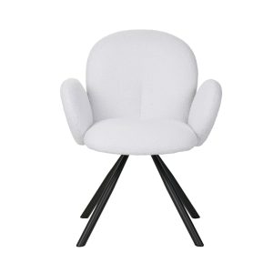 029 000247 3 2 Armchair Garzele Inart white teddy fabric-leg black metal 68x66x82.5cmIndoor furniture > Living room armchairs