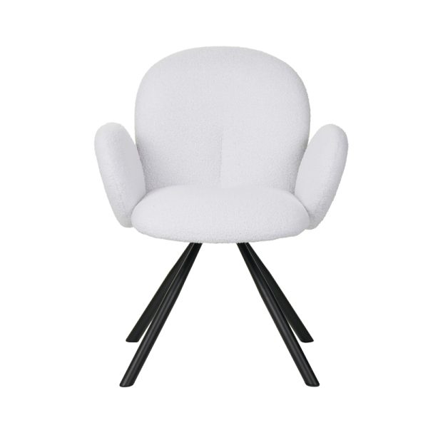029 000247 3 2 Armchair Garzele Inart white teddy fabric-leg black metal 68x66x82.5cmIndoor furniture > Living room armchairs