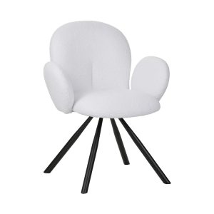 029 000247 5 Armchair Garzele Inart white teddy fabric-leg black metal 68x66x82.5cmIndoor furniture > Living room armchairs
