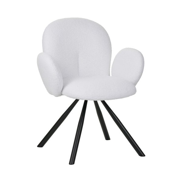 029 000247 5 Armchair Garzele Inart white teddy fabric-leg black metal 68x66x82.5cmIndoor furniture > Living room armchairs