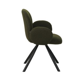 029 000248 2 2 Armchair Garzele Inart green teddy fabric-leg black metal 68x66x82.5cmIndoor furniture > Living room armchairs