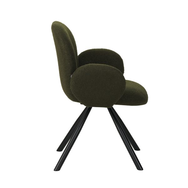 029 000248 2 2 Armchair Garzele Inart green teddy fabric-leg black metal 68x66x82.5cmIndoor furniture > Living room armchairs