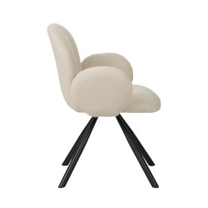 029 000249 3 4 Armchair Garzele Inart beige teddy fabric-leg black metal 68x66x82.5cmIndoor furniture > Living room armchairs