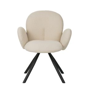 029 000249 4 4 Armchair Garzele Inart beige teddy fabric-leg black metal 68x66x82.5cmIndoor furniture > Living room armchairs